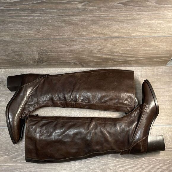 Reed Krakoff Tall Dark Brown Leather Women’s Sz 7/EU 37 Front Zip Knee High Boot - Picture 9 of 11